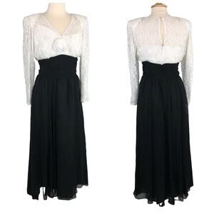 Jack Bryan Sequin Chiffon Evening Dress A-Line Long Sleeves V Neck Ruched